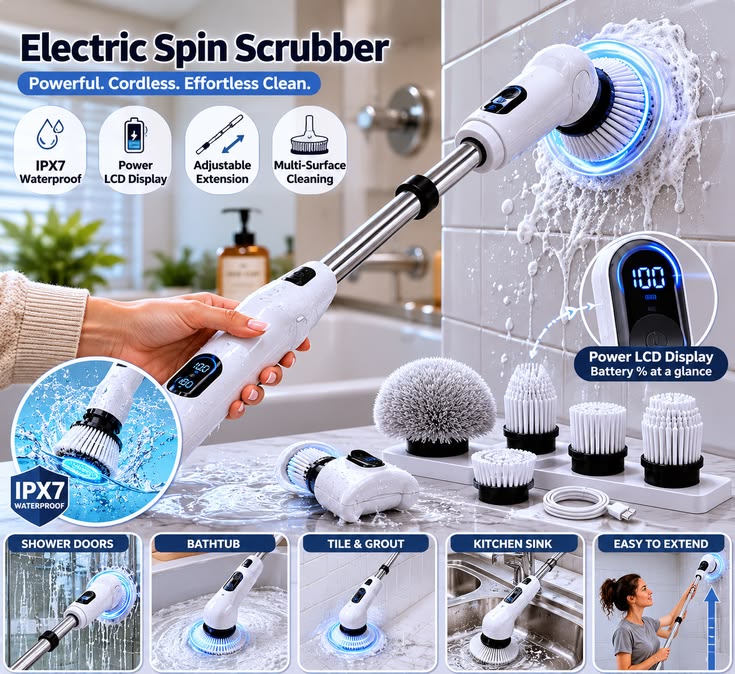 360° SpinClean™ 9-in-1 Electric Cleaning Brush | Multi-Purpose Scrubber