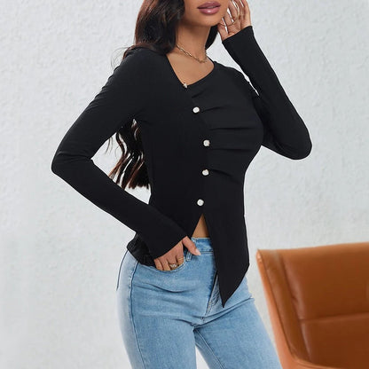 Irregularly Arranged Buttons Create A Sophisticated Top